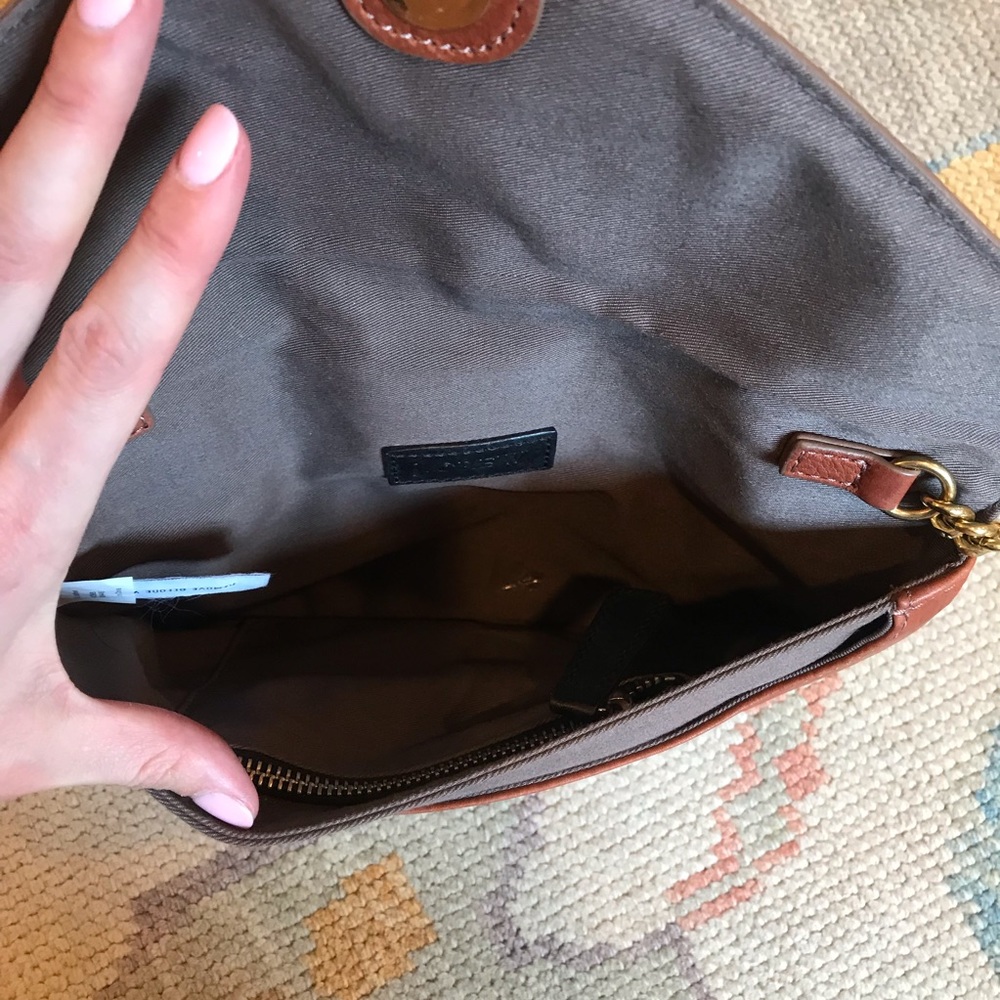 J. Crew Brown Leather Envelope Clutch With Strap - Picture 5 of 6